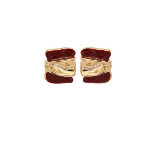 Brass Stud Earring, real gold plated, fashion jewelry & for woman & enamel, Sold By Pair