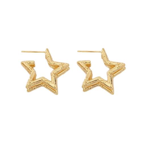 Brass Stud Earring, Star, real gold plated, fashion jewelry & for woman, Sold By Pair