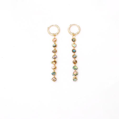 Boucles d'oreilles coquillage, laiton, Plaqué d'or, bijoux de mode & pour femme, Vendu par paire