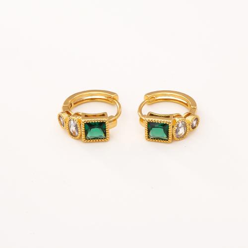 Befestiger Zirkonia Messing Ohrring, vergoldet, Modeschmuck & Micro pave Zirkonia & für Frau, verkauft von Paar