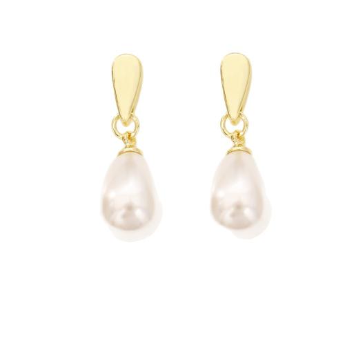 Pendientes de Gota en Latón, metal, con Perlas plásticas, chapado, Joyería & para mujer, más colores para la opción, Vendido por Par
