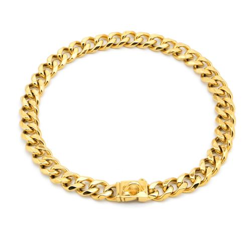 304 Stainless Steel Pet Necklace, gold color plated, for Pet Dog & different size for choice, Sold By PC