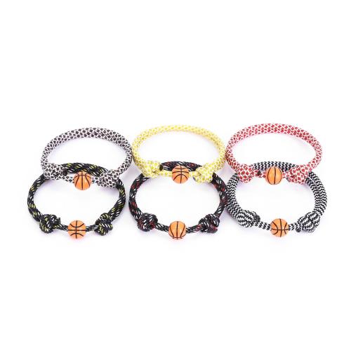 Resin Bracelet, with Wax Cord, Basketball, Unisex & adjustable, more colors for choice, Length:Approx 6-9 Inch, Sold By PC