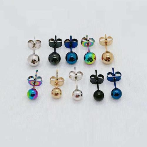 304 Stainless Steel Stud Earring, Round, plated, Unisex & different size for choice, more colors for choice, Sold By PC