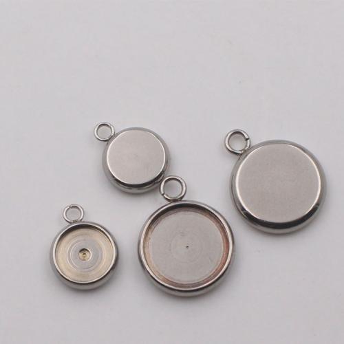 Stainless Steel Pendant Setting, 304 Stainless Steel, Round, DIY & different size for choice, original color, Sold By PC