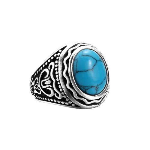 Titanium Steel Finger Ring, with Gemstone, vintage & different materials for choice & different size for choice & for man, US Ring Size:7-13, Sold By PC