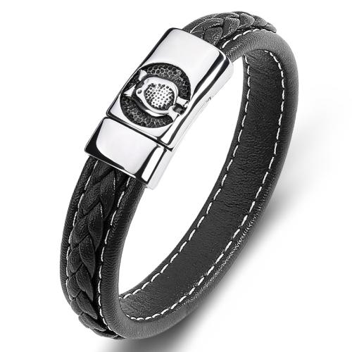 Microfiber PU Bracelet, with 304 Stainless Steel, Owl, different size for choice & for man, more colors for choice, Sold By PC