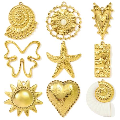 Stainless Steel Pendants, 304 Stainless Steel, with Cats Eye & Resin, gold color plated, DIY, golden, 3PCs/Bag, Sold By Bag