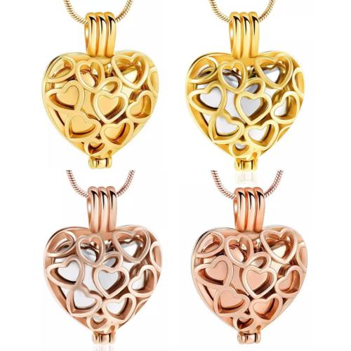 Cremation Jewelry Ashes Urn Collar, acero inoxidable 304, Corazón, chapado, Joyería & hueco, más colores para la opción, Vendido por UD