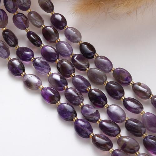 Natural Amethyst Beads, with Seedbead, Oval, DIY, purple, 10x14mm, Sold Per 38 cm Strand