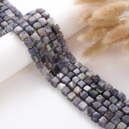 Gemstone Jewelry Beads, Iolite, with Seedbead, Square, DIY, mixed colors, 8x8mm, Sold Per 38 cm Strand