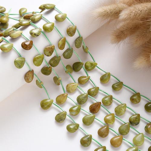Gemstone Jewelry Beads, Green Opal, Teardrop, DIY, mixed colors, 14x10x5mm, Sold Per 38 cm Strand