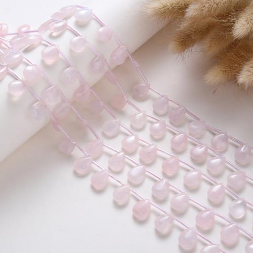 Natural Rose Quartz Beads, Teardrop, DIY, pink, 14x10x5mm, Sold Per 38 cm Strand