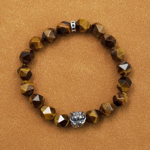 Natural Tiger Eye Bracelets, with Titanium Steel, fashion jewelry, mixed colors, 10mm, Length:Approx 20 cm, Sold By PC