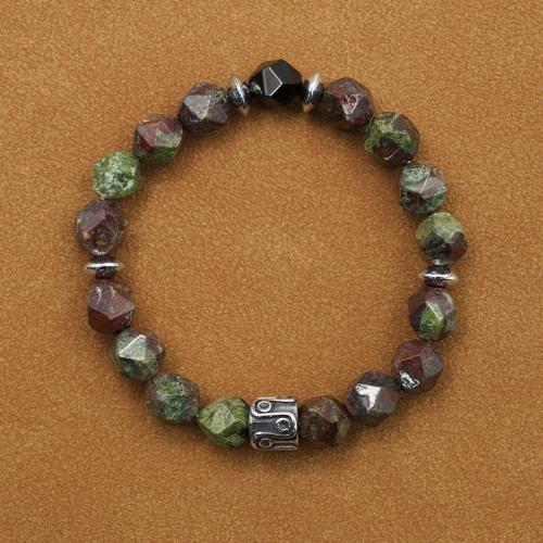 Gemstone Bracelets, Dragon Blood stone, with Titanium Steel & Black Agate, fashion jewelry, mixed colors, 10mm, Length:Approx 20 cm, Sold By PC