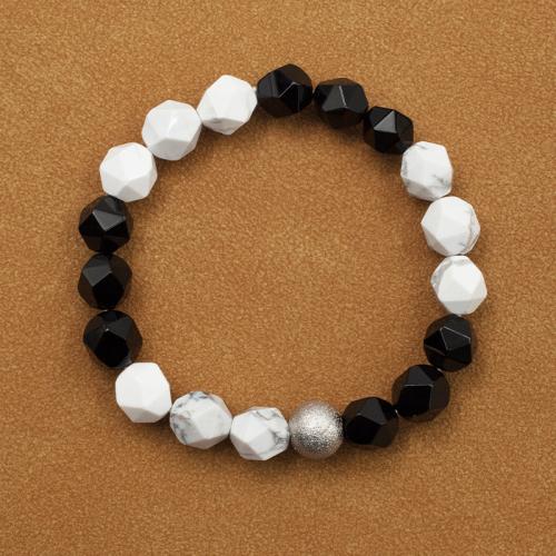 Gemstone Bracelets, Obsidian, with Magnesite, fashion jewelry, mixed colors, 10mm, Length:Approx 20 cm, Sold By PC