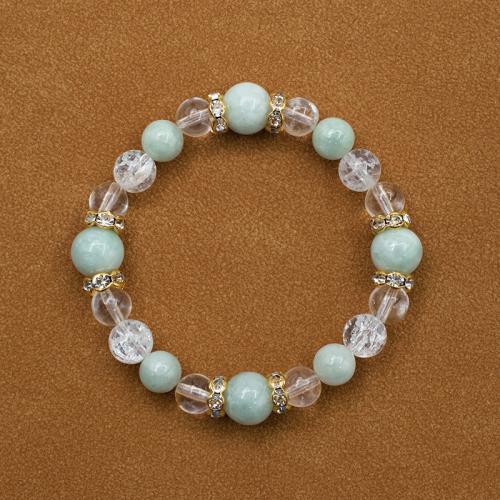 Gemstone Bracelets, Jade Burma, with Crackle Quartz & Clear Quartz & Iron, fashion jewelry & with rhinestone, mixed colors, 10mm, Length:Approx 20 cm, Sold By PC