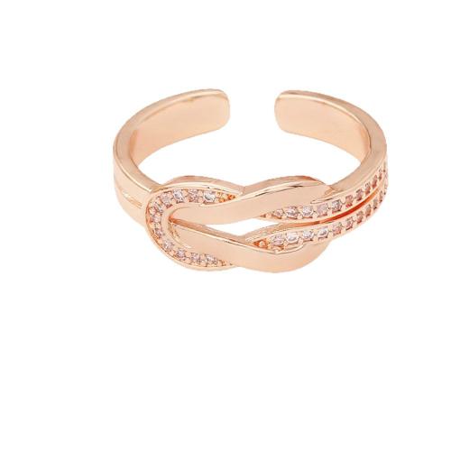 Cubic Zirconia Micro Pave Brass Ring, real gold plated, fashion jewelry & micro pave cubic zirconia & for woman & hollow, Sold By PC