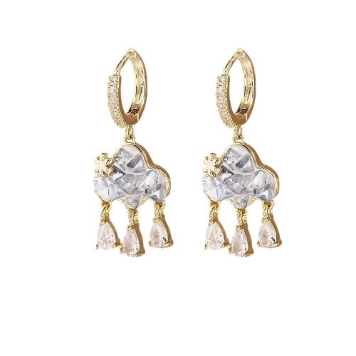 Cubic Zirconia Micro Pave Brass Earring, Cloud, plated, fashion jewelry & micro pave cubic zirconia & for woman, more colors for choice, Sold By Pair
