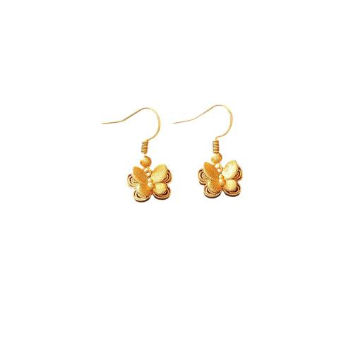 Brass Drop Earring, Butterfly, real gold plated, fashion jewelry & for woman, Sold By Pair
