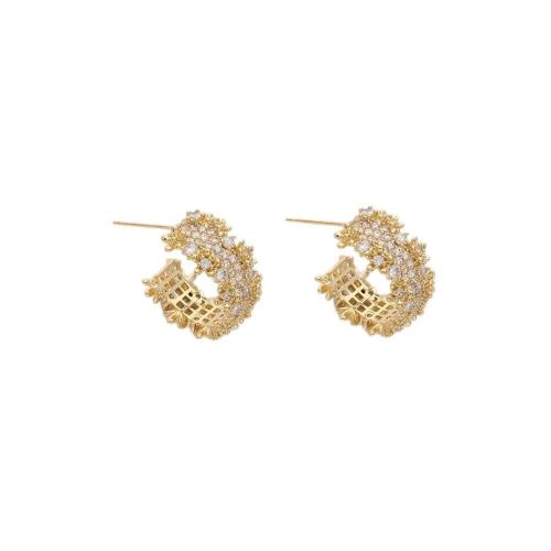 Cubic Zirconia Micro Pave Brass Earring, plated, fashion jewelry & micro pave cubic zirconia & for woman, more colors for choice, Sold By Pair