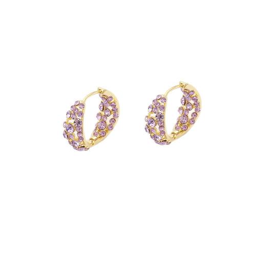 Brass Leverback Earring, 18K gold plated, fashion jewelry & for woman & with rhinestone, Sold By Pair