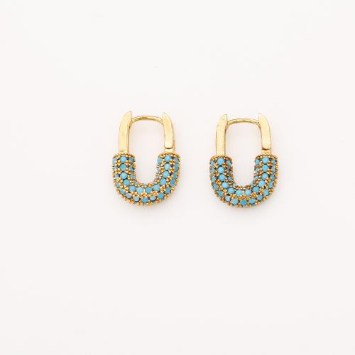 Brass Drop Earring, with Turquoise, plated, fashion jewelry & for woman, more colors for choice, Sold By Pair