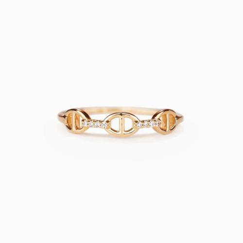 925 Sterling Silver Cuff Finger Ring, gold color plated, for woman & with rhinestone & hollow, US Ring Size:6-8, Sold By PC