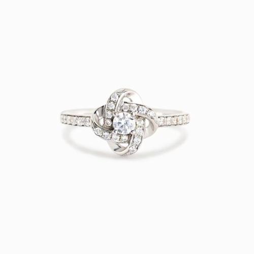 925 Sterling Silver Finger Ring, Four Leaf Clover, platinum plated, micro pave cubic zirconia & for woman, US Ring Size:7, Sold By PC