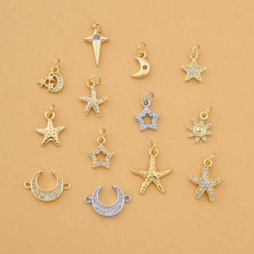 Cubic Zirconia Micro Pave Brass Pendant, plated, DIY & micro pave cubic zirconia, more colors for choice, nickel, lead & cadmium free, Sold By PC