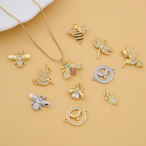 Cubic Zirconia Micro Pave Brass Pendant, plated, DIY & micro pave cubic zirconia, more colors for choice, nickel, lead & cadmium free, Sold By PC