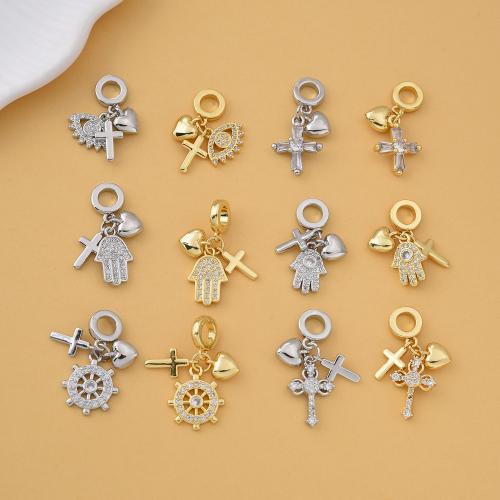 Cubic Zirconia Micro Pave Brass Pendant, plated, DIY & micro pave cubic zirconia, more colors for choice, nickel, lead & cadmium free, Sold By PC