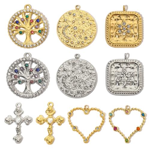 Stainless Steel Pendants, 304 Stainless Steel, with ABS Plastic Pearl, gold color plated, DIY & with rhinestone, more colors for choice, 3PCs/Bag, Sold By Bag