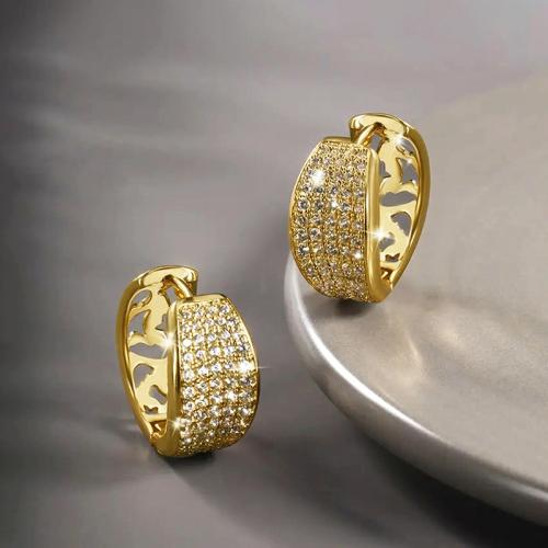 Cúbicos Circonia Pendiente Latón Micro pavimenta, metal, chapado, micro arcilla de zirconia cúbica & para mujer & hueco, Vendido por Par