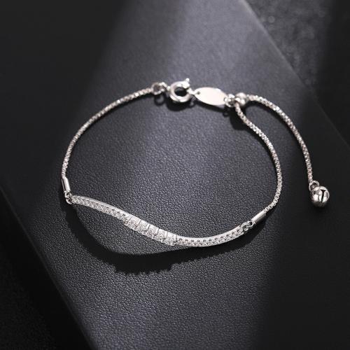 Cubic Zirconia Micro Pave Brass Bracelet, plated, fashion jewelry & micro pave cubic zirconia & for woman, more colors for choice, Length:Approx 22 cm, Sold By PC