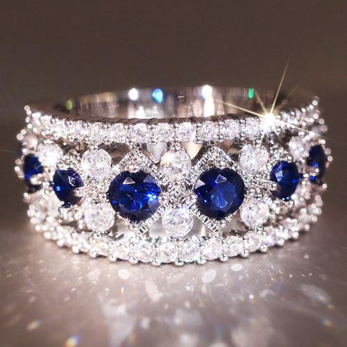 Cubic Zirconia Micro Pave Brass Ring, plated, different size for choice & micro pave cubic zirconia & for woman & hollow, Sold By PC