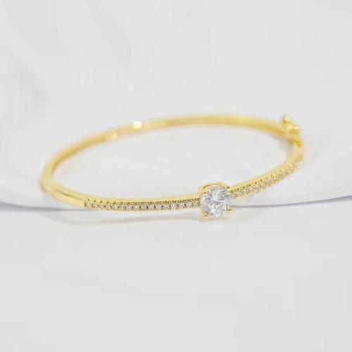 Cubic Zirconia Micro Pave Brass Bracelet, plated, fashion jewelry & micro pave cubic zirconia & for woman, more colors for choice, Sold By PC