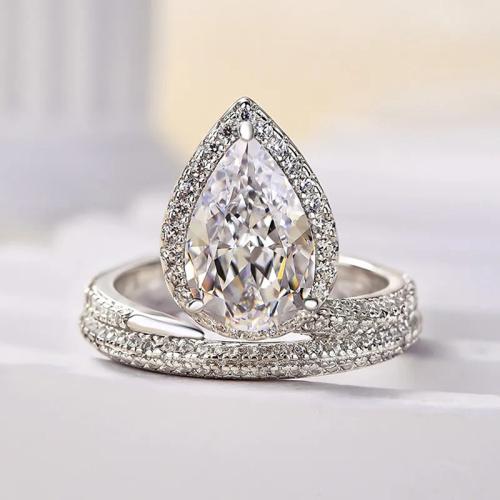 Cubic Zirconia Micro Pave Brass Ring, plated, different size for choice & micro pave cubic zirconia & for woman, Sold By PC