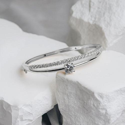 Cubic Zirconia Micro Pave Brass Bracelet, plated, micro pave cubic zirconia & for woman & hollow, more colors for choice, Sold By PC