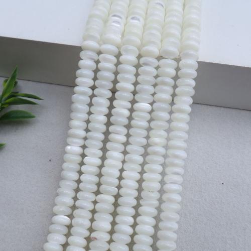 Trochus Abacus Beads, DIY, white, Sold Per 38 cm Strand
