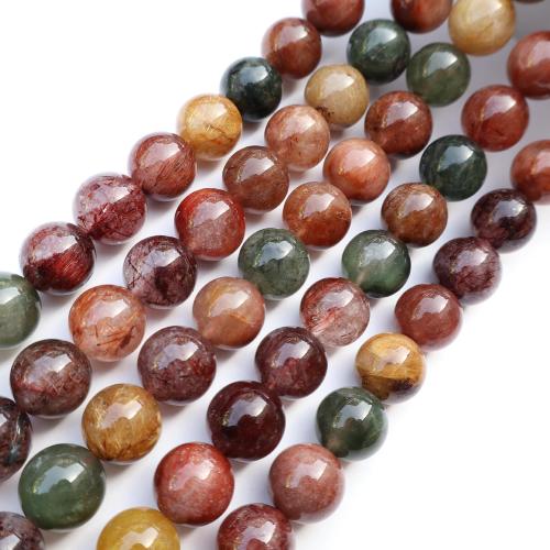 Natural Quartz Jewelry Beads, Rutilated Quartz, DIY, multi-colored, Sold Per 38 cm Strand