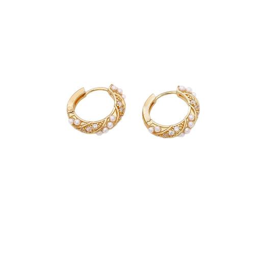 Cubic Zirconia Micro Pave Brass Earring, with Seedbead, real gold plated, fashion jewelry & micro pave cubic zirconia & for woman, Sold By Pair