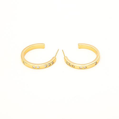 Cubic Zirconia Micro Pave Brass Earring, plated, fashion jewelry & micro pave cubic zirconia & for woman, more colors for choice, Sold By Pair