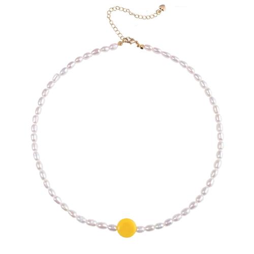 Plastic Pearl Necklace, with Seedbead & Titanium Steel & Resin, plated, different styles for choice & for woman, Length:Approx 16 Inch, Sold By PC