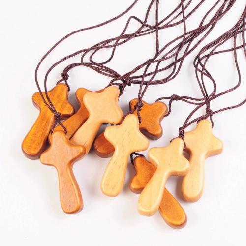 Pine Necklace, with Polyester Cord, Cross, handmade, fashion jewelry & Unisex, Length:Approx 26.8 Inch, Sold By PC