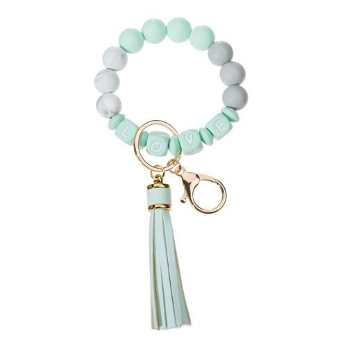 Silicone Key Clasp, with Beech Wood & PU Leather & Tibetan Style, handmade, fashion jewelry & Unisex, more colors for choice, 200x80mm, Sold By PC