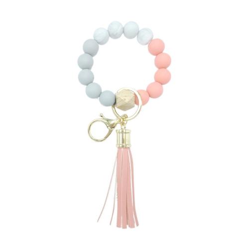 Silicone Key Clasp, with PU Leather & Wood & Tibetan Style, handmade, fashion jewelry & Unisex, more colors for choice, Sold By PC