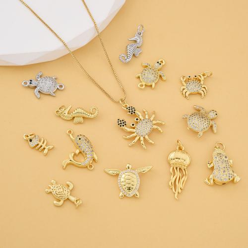 Befestigter Zirkonia Messing Anhänger, plattiert, DIY & Micro pave Zirkonia, keine, frei von Nickel, Blei & Kadmium, verkauft von PC