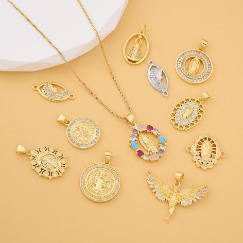 Befestigter Zirkonia Messing Anhänger, plattiert, DIY & Micro pave Zirkonia, keine, frei von Nickel, Blei & Kadmium, verkauft von PC