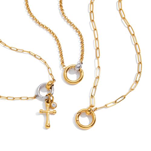 Stainless Steel Jewelry Necklace, 304 Stainless Steel, plated, fashion jewelry & different styles for choice & for woman, golden, Sold By PC